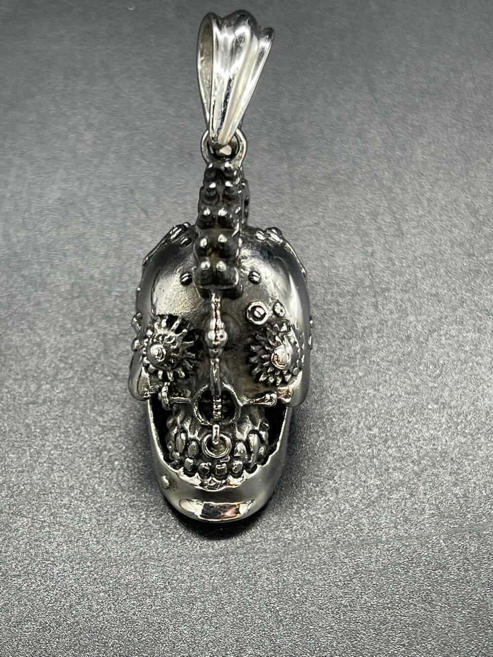 Biker Skull Pendant with Bullets Mohawk Stainless Steel
